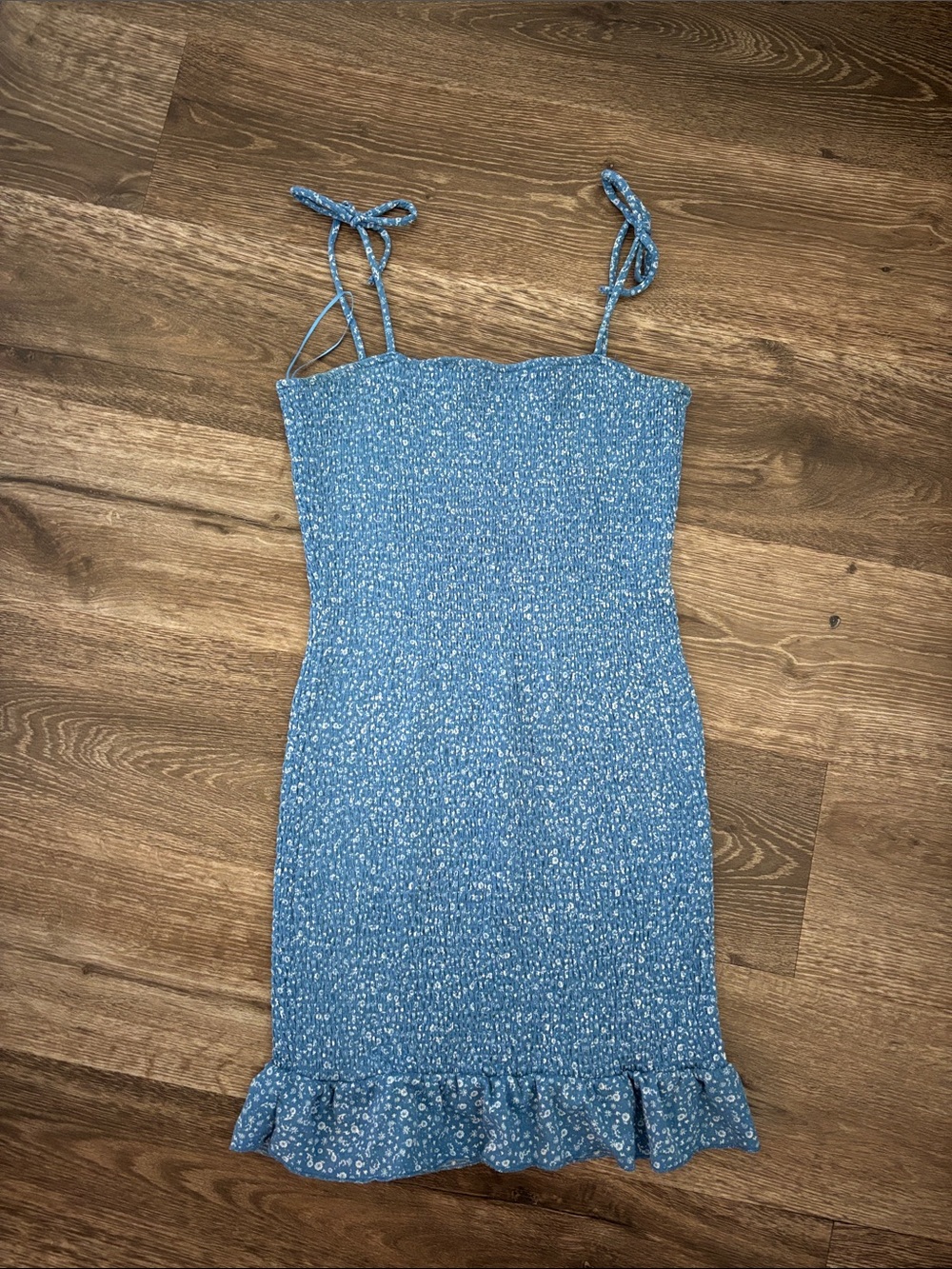 Cotton On Light Blue Smocked Dress with Tie Straps